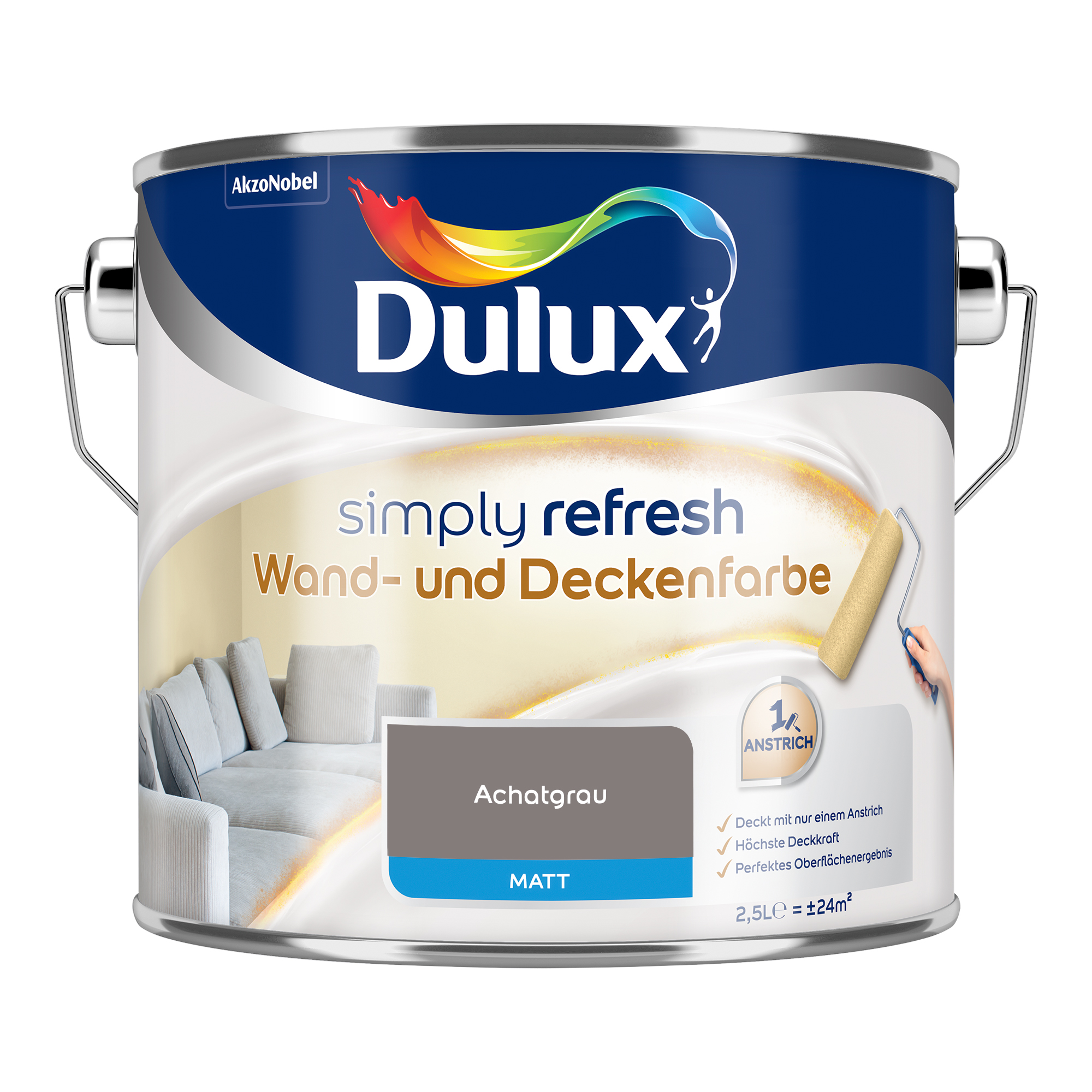 Dulux Simply Refresh Wand- und Deckenfarbe 2,5 L matt achatgrau