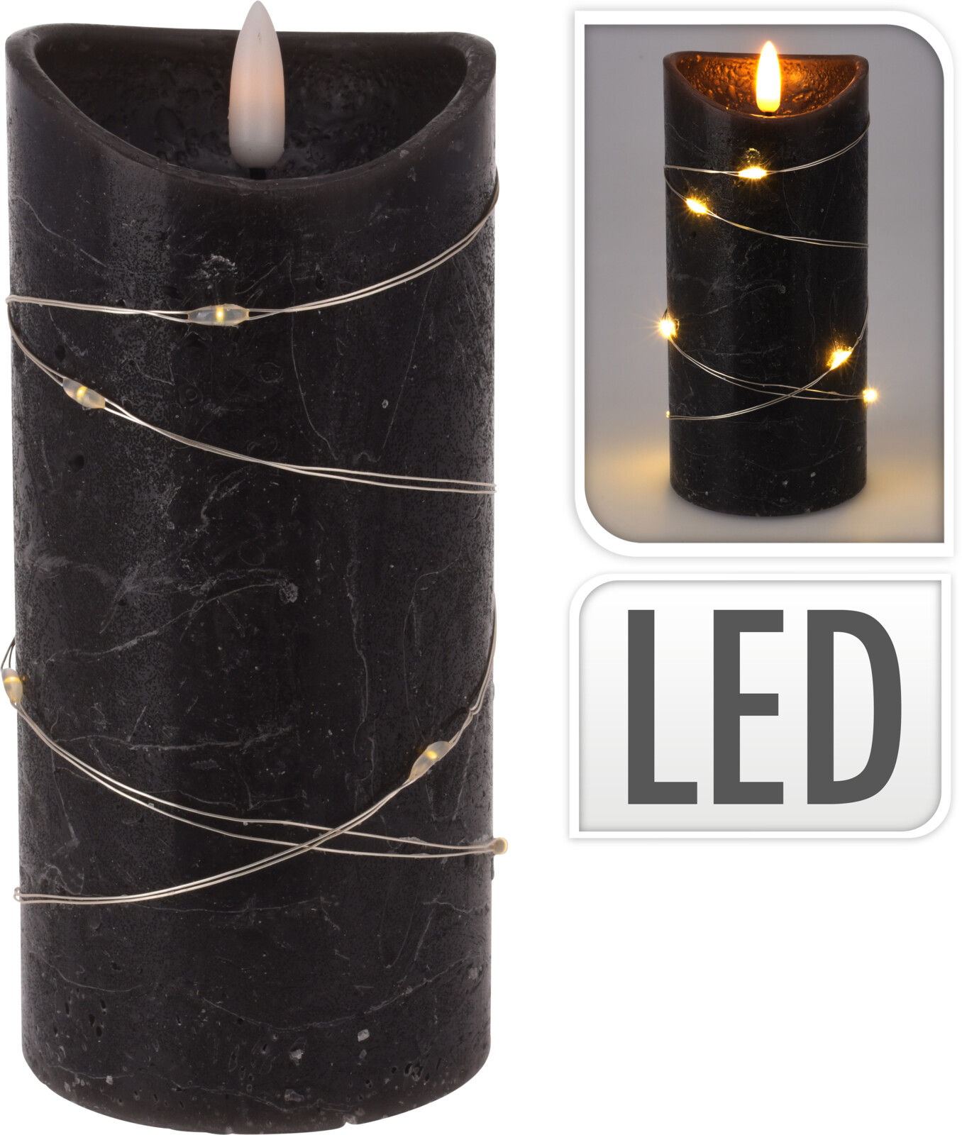 Koopman LED Kerze 7x15 cm schwarz