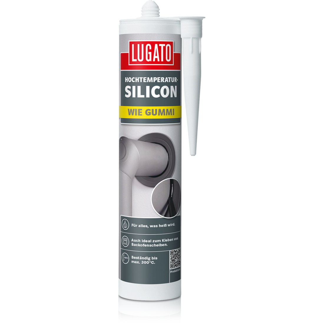 Lugato Hochtemperatur-Silicon wie Gummi ofenschwarz 310 ml