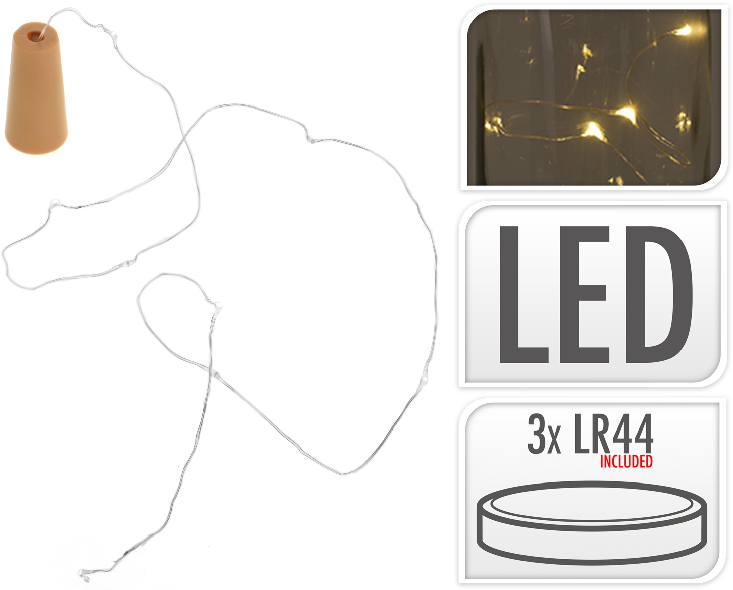 Koopman Korken mit 8 LED-Leuchten