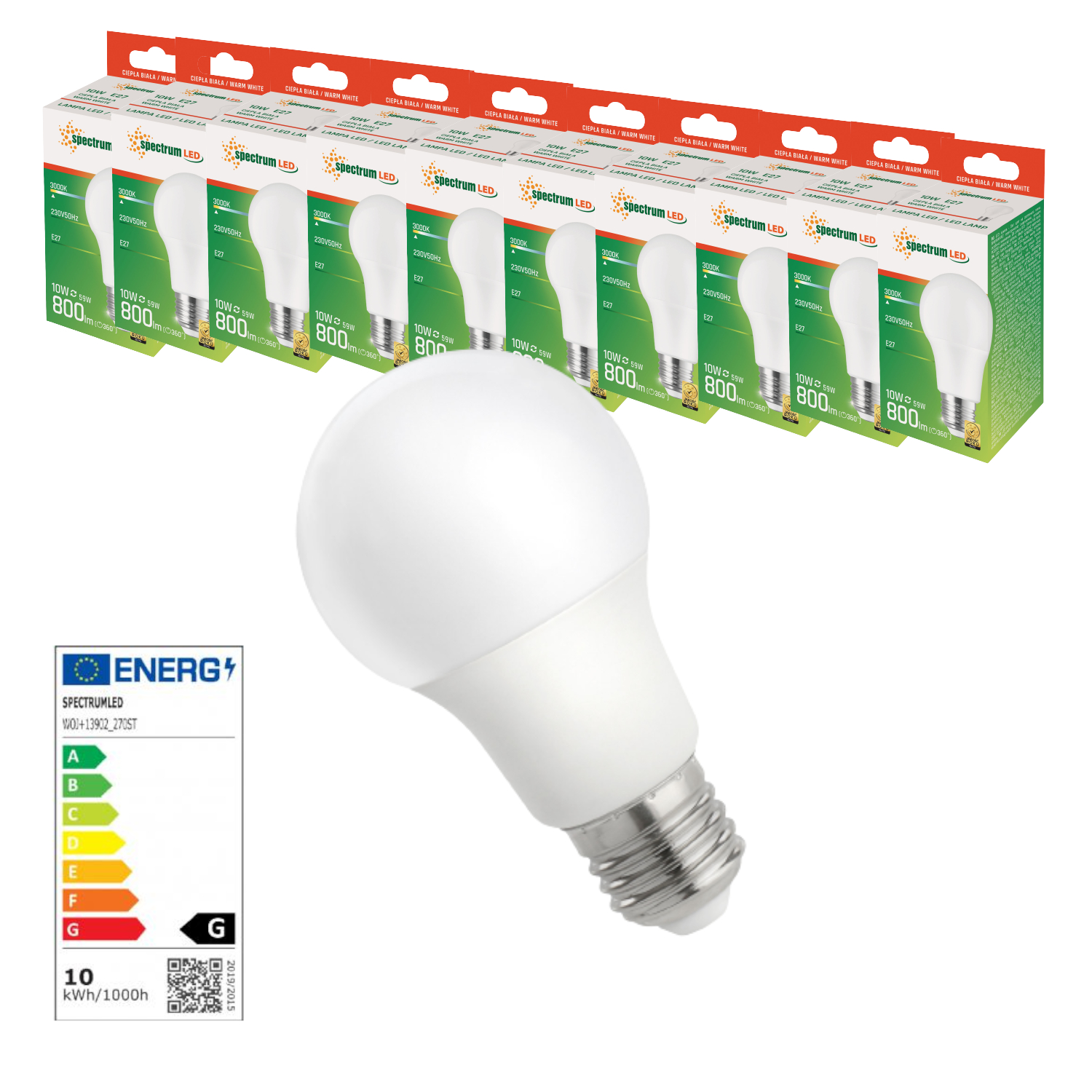 Spectrum Sparpack LED Birnen GLS 10W E27 10-Stück