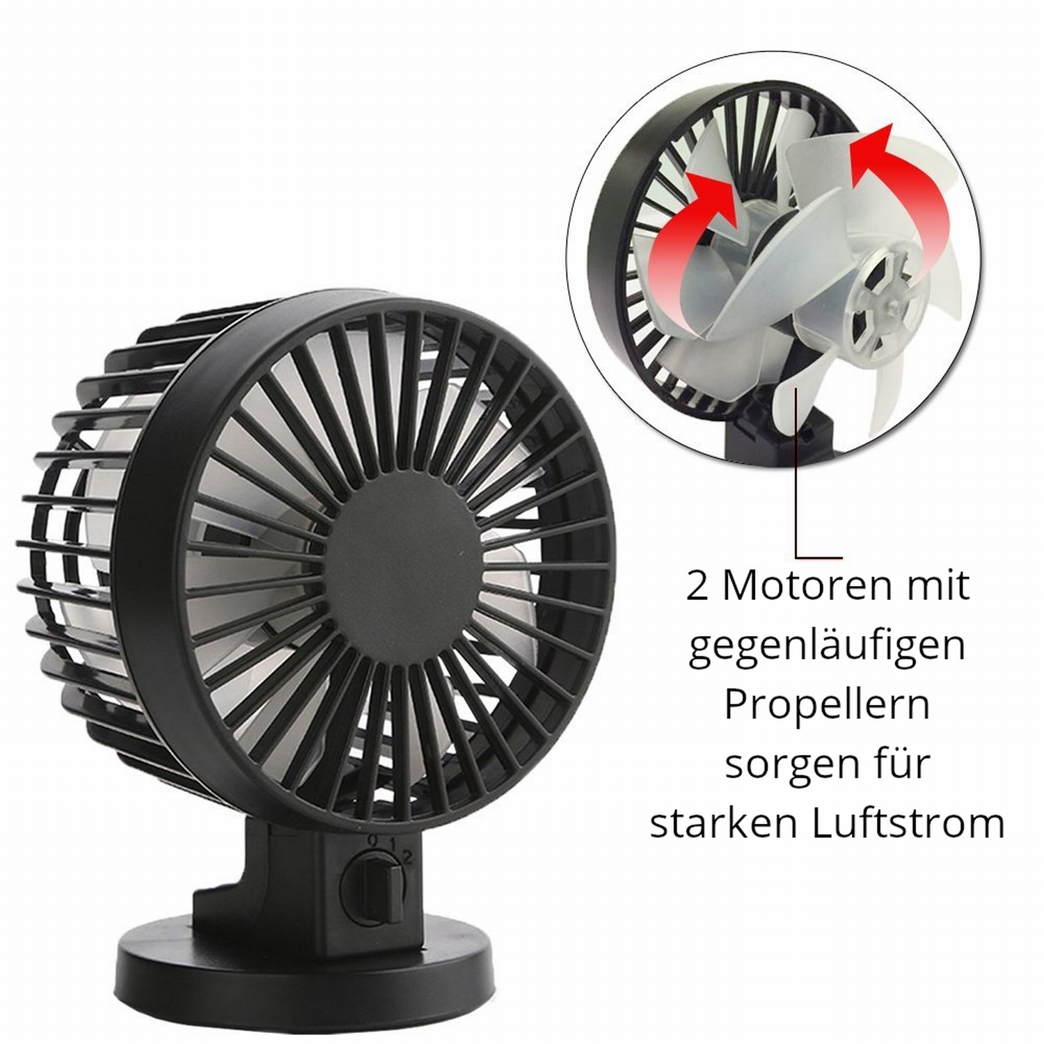 La Vague Zephyr Mini USB-Ventilator mit zwei Motoren blau