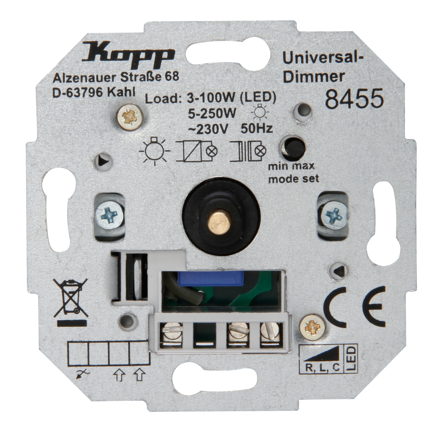 Kopp Universal Druckwechsel-Dimmer Sockel mit Nebenstellenanschluss