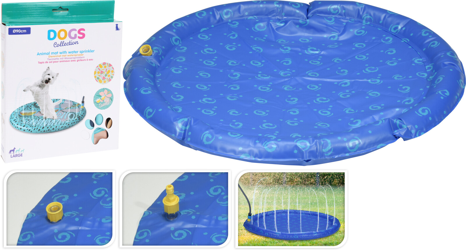 Koopman Wassersprühmatte für Tiere 90 x 90 x 3 cm