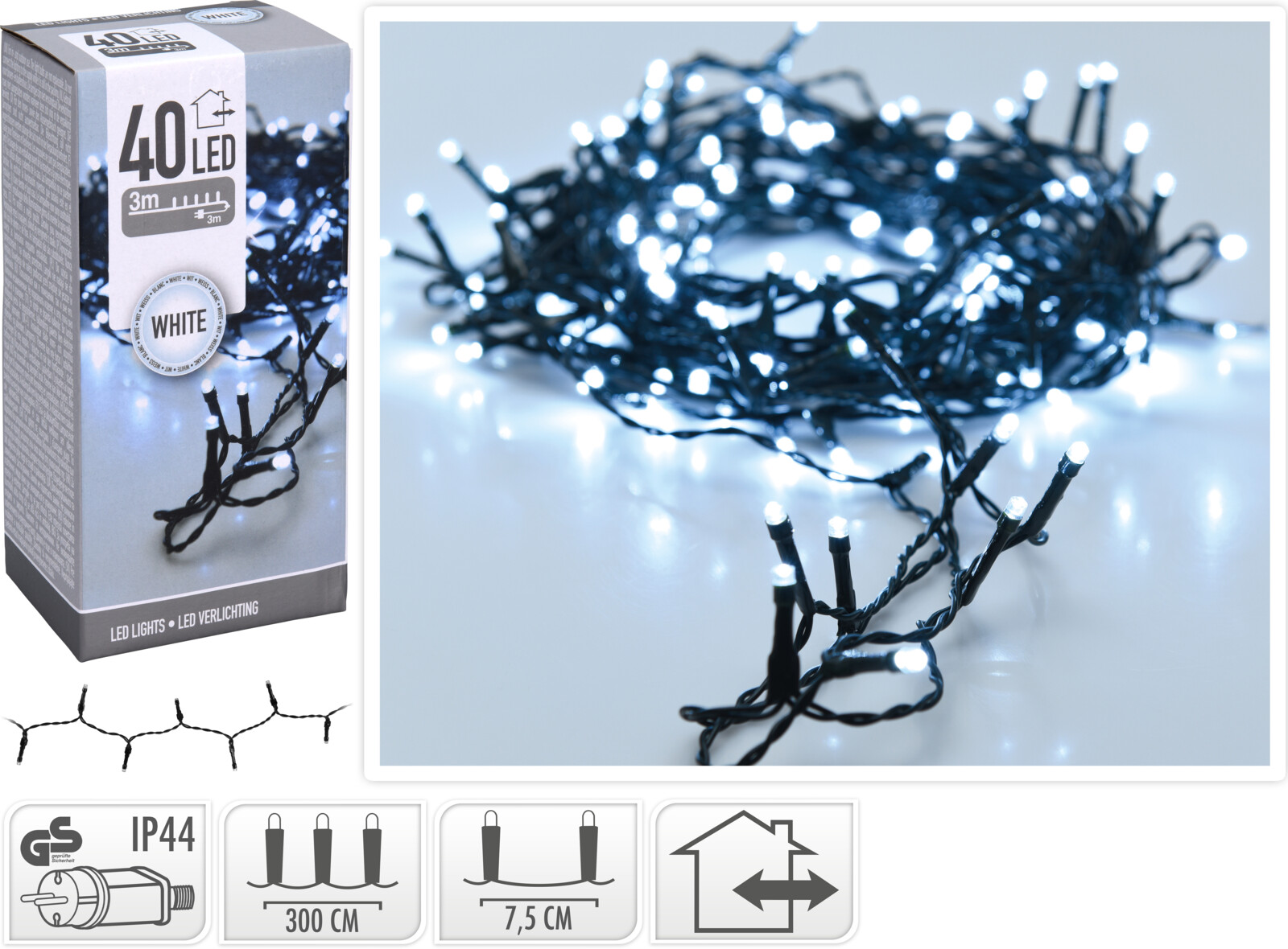 Koopman Lichterkette 40 LEDs weiß