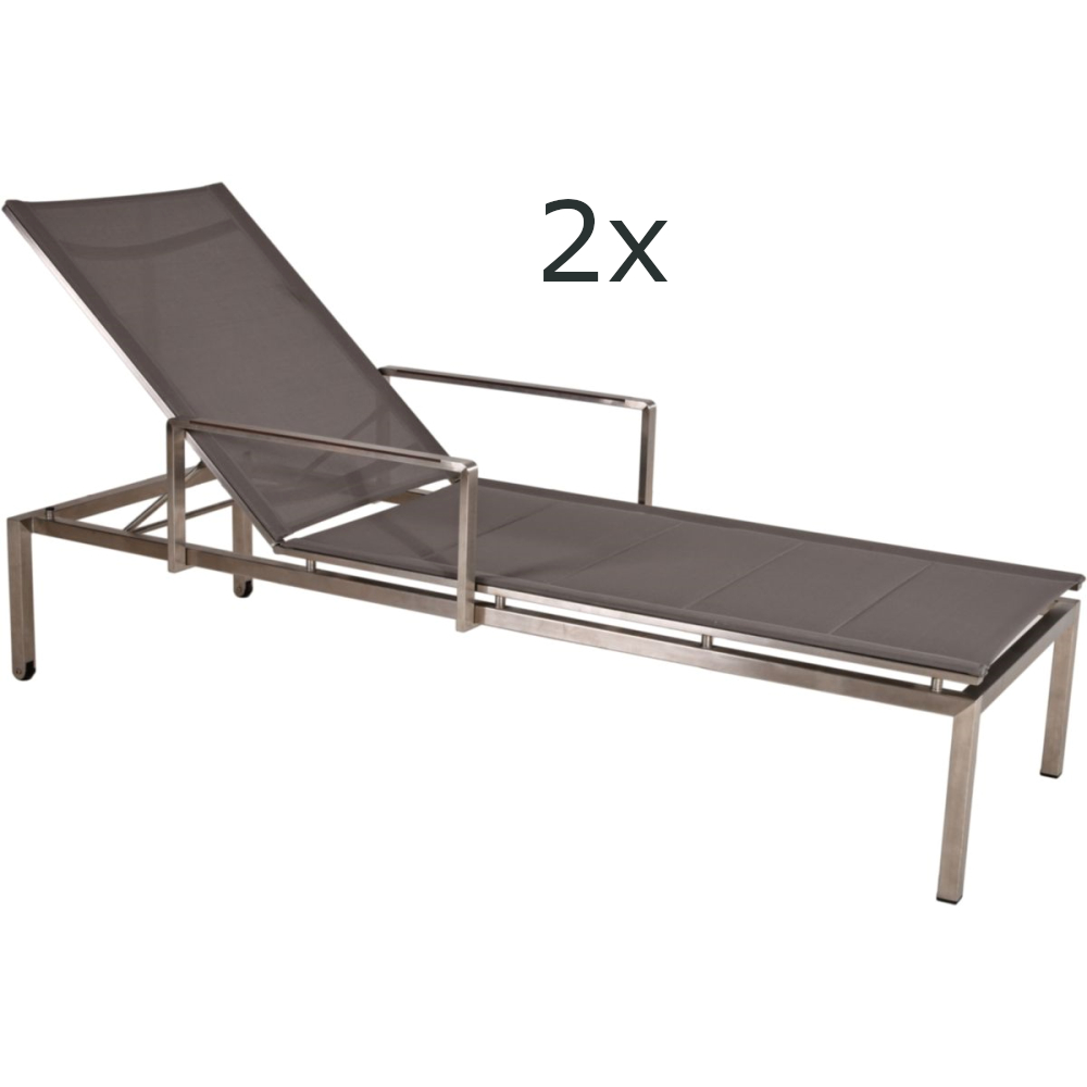 Garden Pleasure Liege Sienna 2er-Set taupe/grau 200 x 66 x 35/105 cm