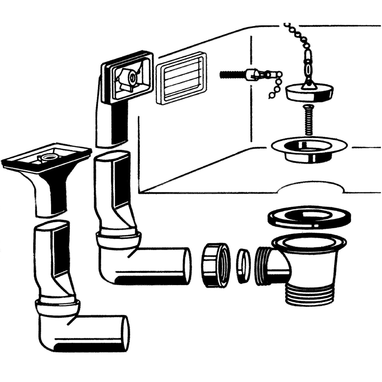 Sanitop Ab- und Überlaufgarnitur für Küchenspülen 1½ Zoll
