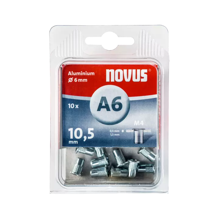 Novus Aluminium-Blindnietmutter Typ A6 M4 30 Stück