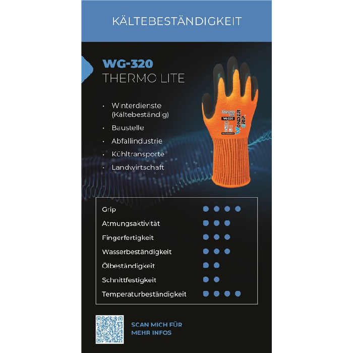 WonderGrip WG-320 Arbeitshandschuhe Thermo Lite L
