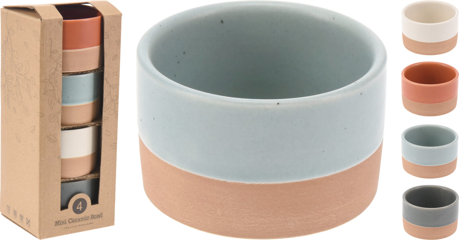 Koopman Tapas / Dipschalen 4er Set Ton 6x4 cm