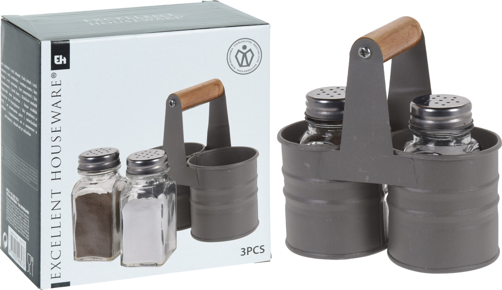 Excellent Houseware Salz- und Pfefferstreuer Set 3-teilig