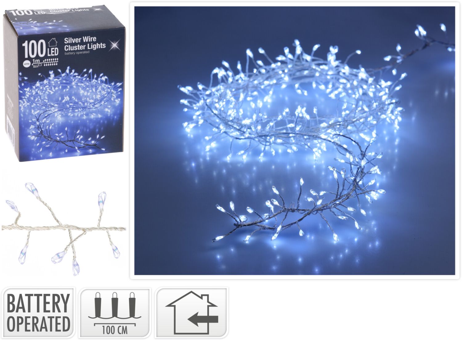 Koopman Silberdraht Beleuchtung weiß 100 LED