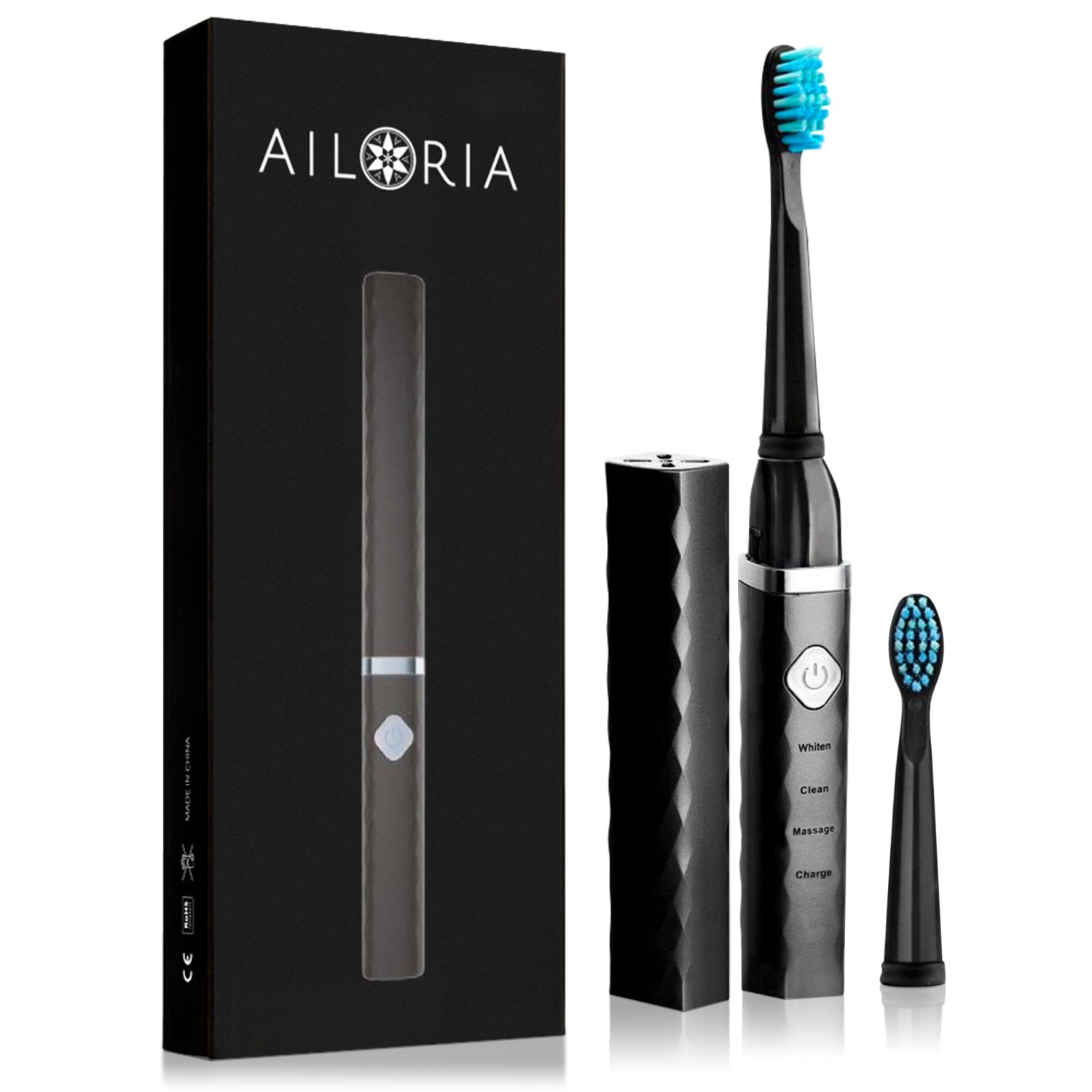 Ailoria Flash Travel USB Elektrische Reise-Schallzahnbürste FT-271B schwarz