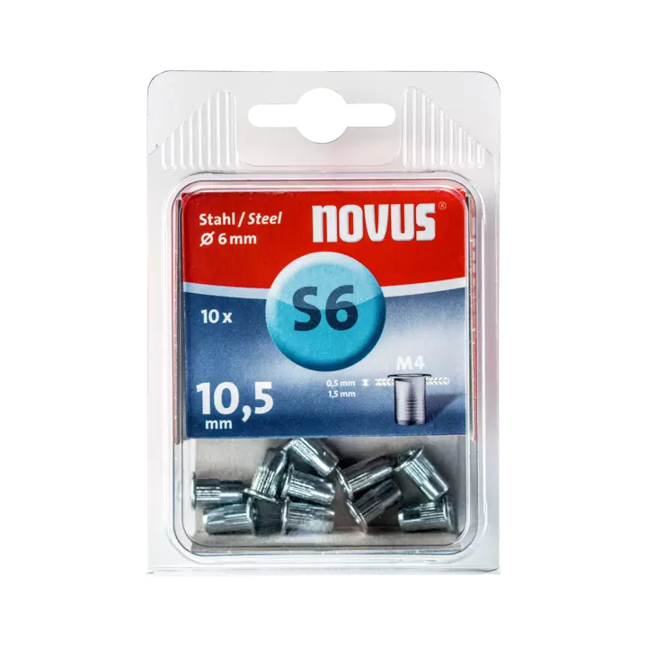 Novus 10 Stahl-Blindnietmutter Typ S6 M4