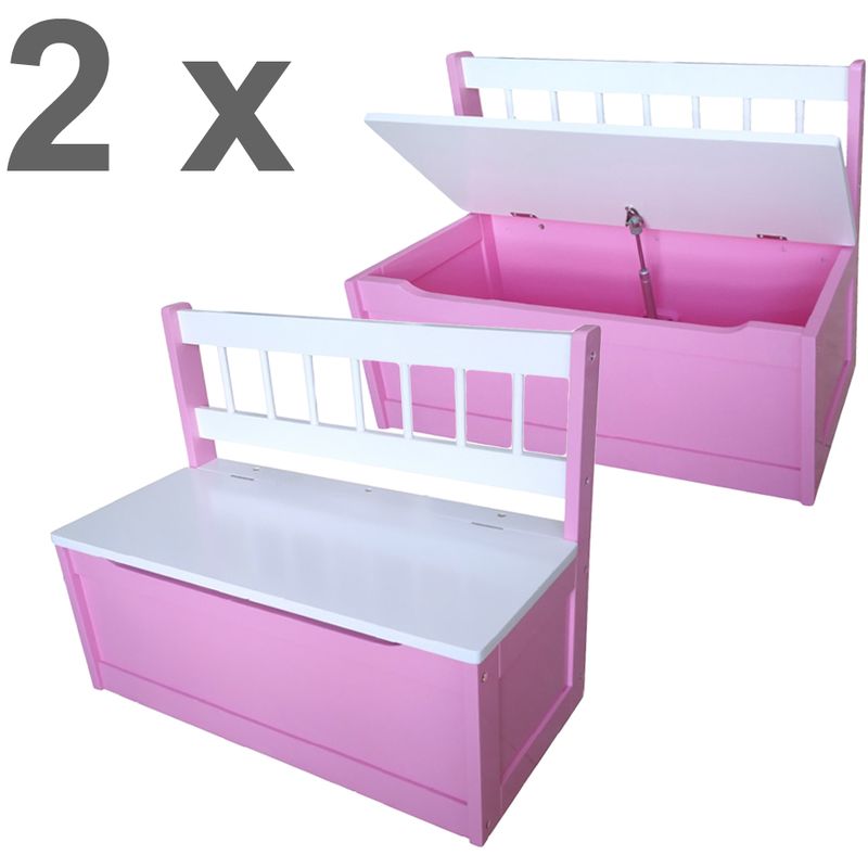 Garden Pleasure Kinder-Truhenbank pink 2er-Set 30 x 60 x 50 cm