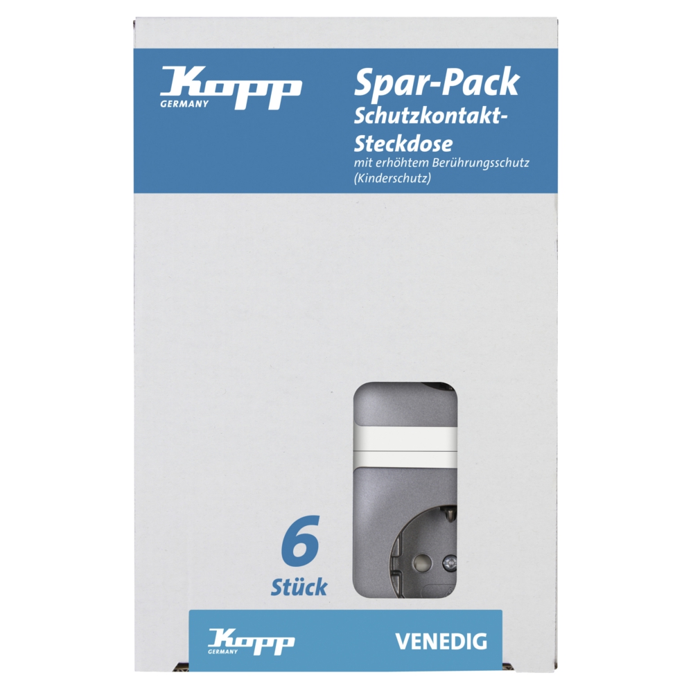 Kopp Profi Pack 6 Schutzkontakt Steckdosen Venedig platin