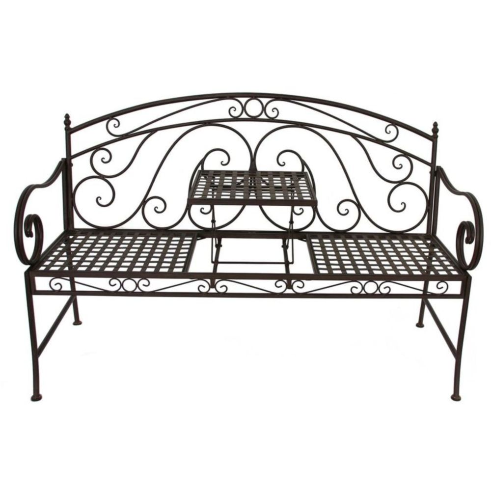 Garden Pleasure Bank Saket mit hochklappbarem Tisch schwarz 148 x 55 x 96 cm 