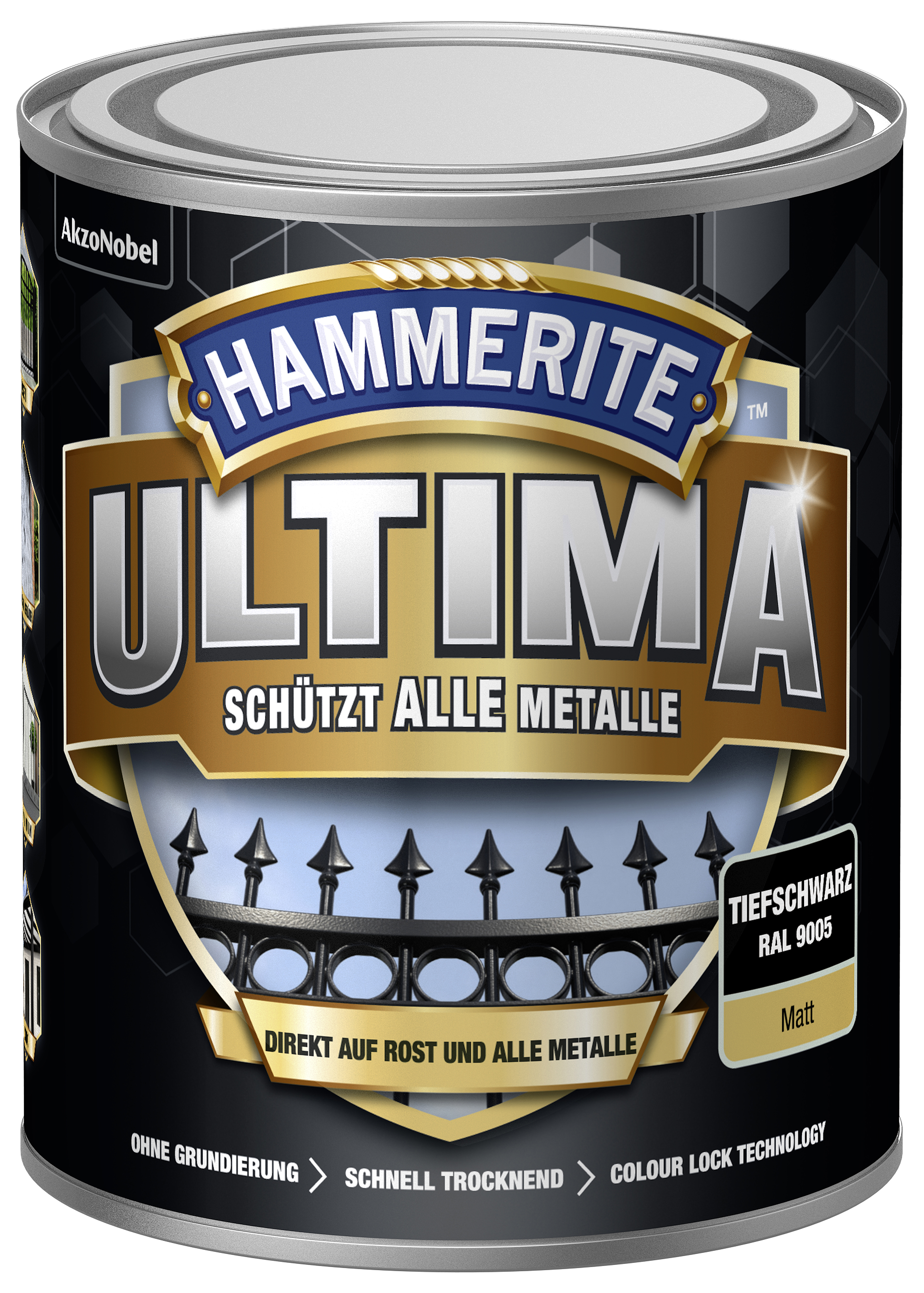 Hammerite Metallschutzlack Ultima Matt 750 ml tiefschwarz RAL 9005