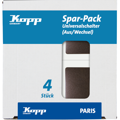 Kopp Profi-Pack 4 Stück Universalschalter PARIS braun