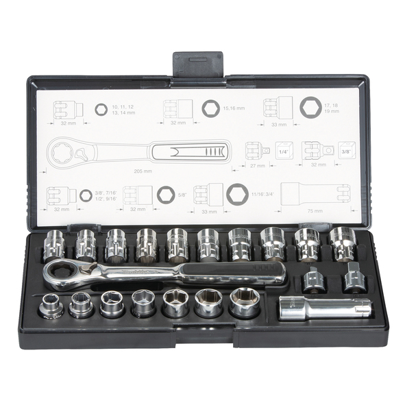 Makita Durchgangs-Steckschlüssel-Set 21-teilig B-65604