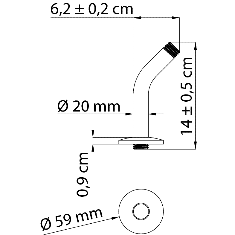 Sanitop Brausearm Obex 45° Neigung 14 cm chrom