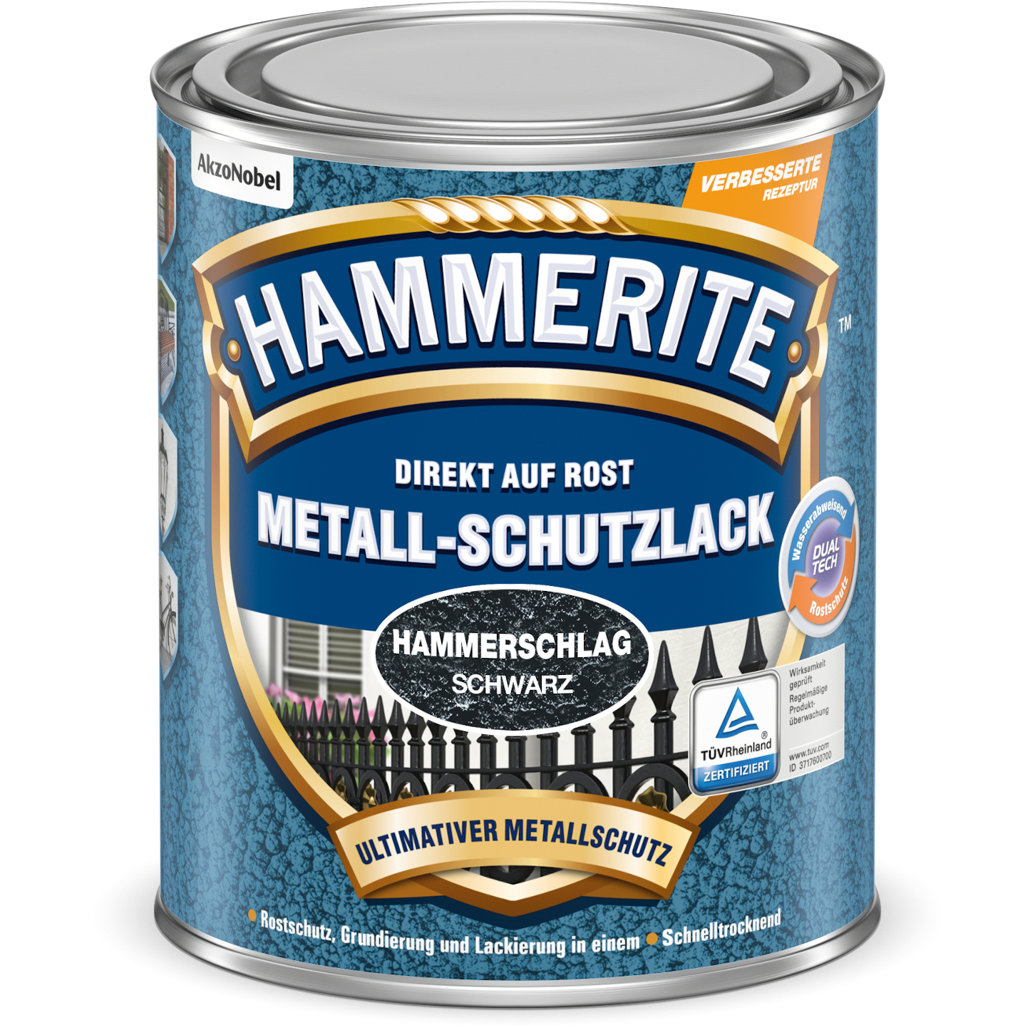 Hammerite Metall-Schutzlack Hammerschlag schwarz 750 ml