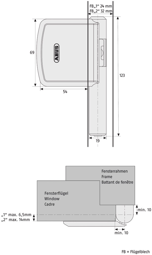 Abus Scharnierseitensicherung FAS101 W EK