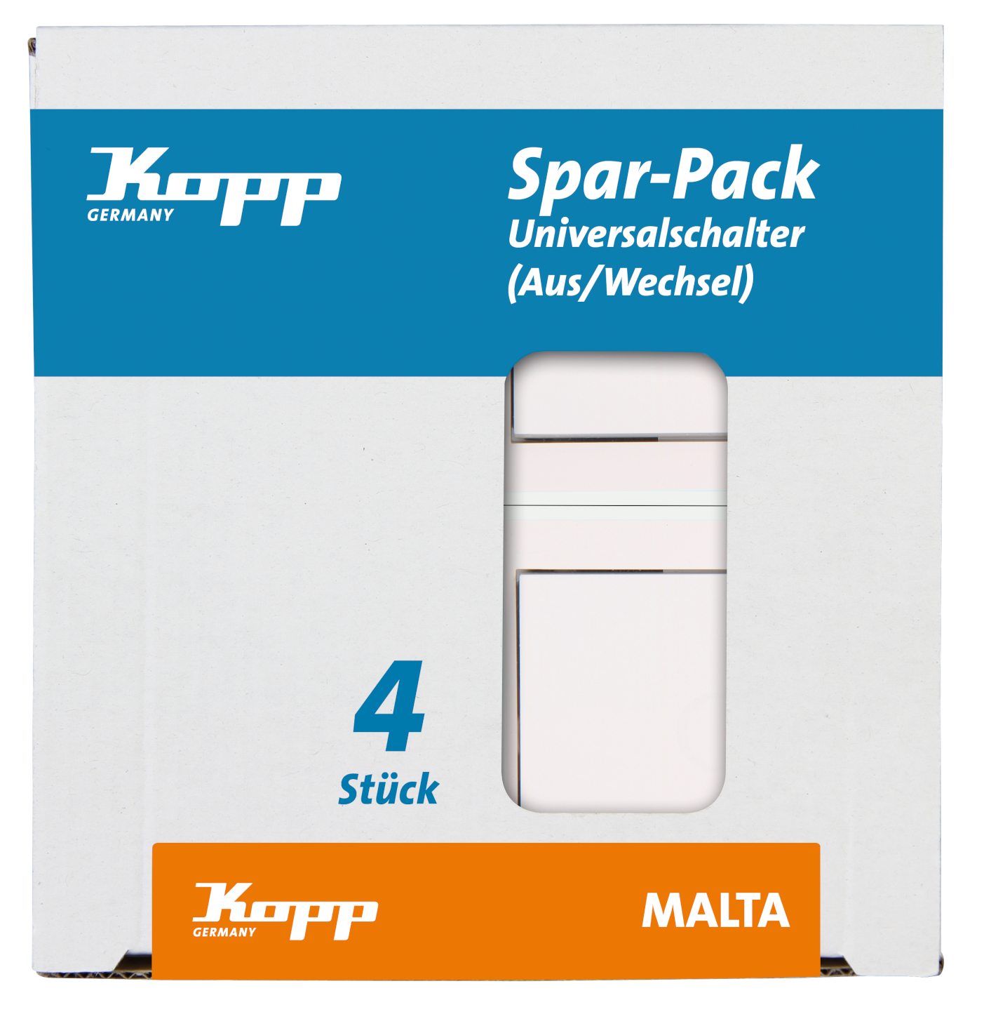 Kopp PROFI PACK: 4 Universalschalter Malta weiß