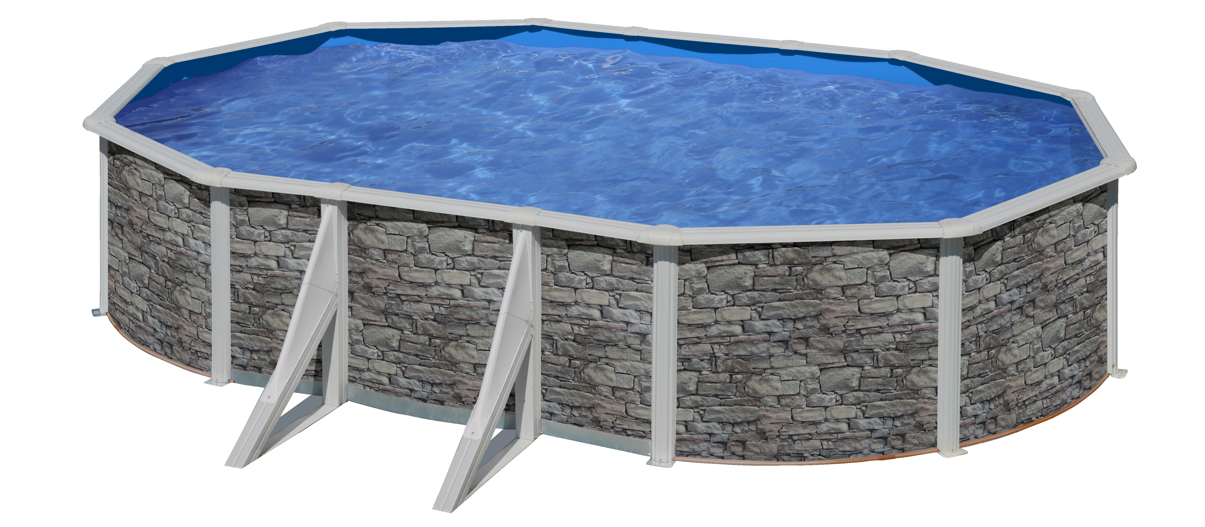 BWT myPool  Pool Ovalform Stahlwandbecken-Set in steinoptik Höhe 1,32m /  5,00 x 3,00m