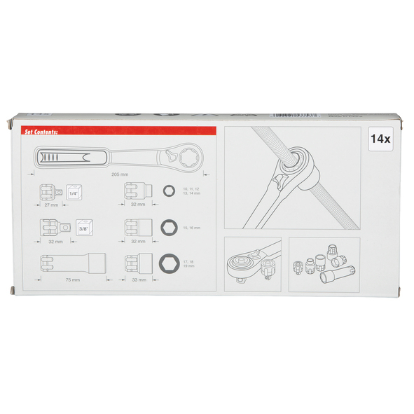 Makita Durchgangs-Steckschlüssel-Set 14-teilig B-65595