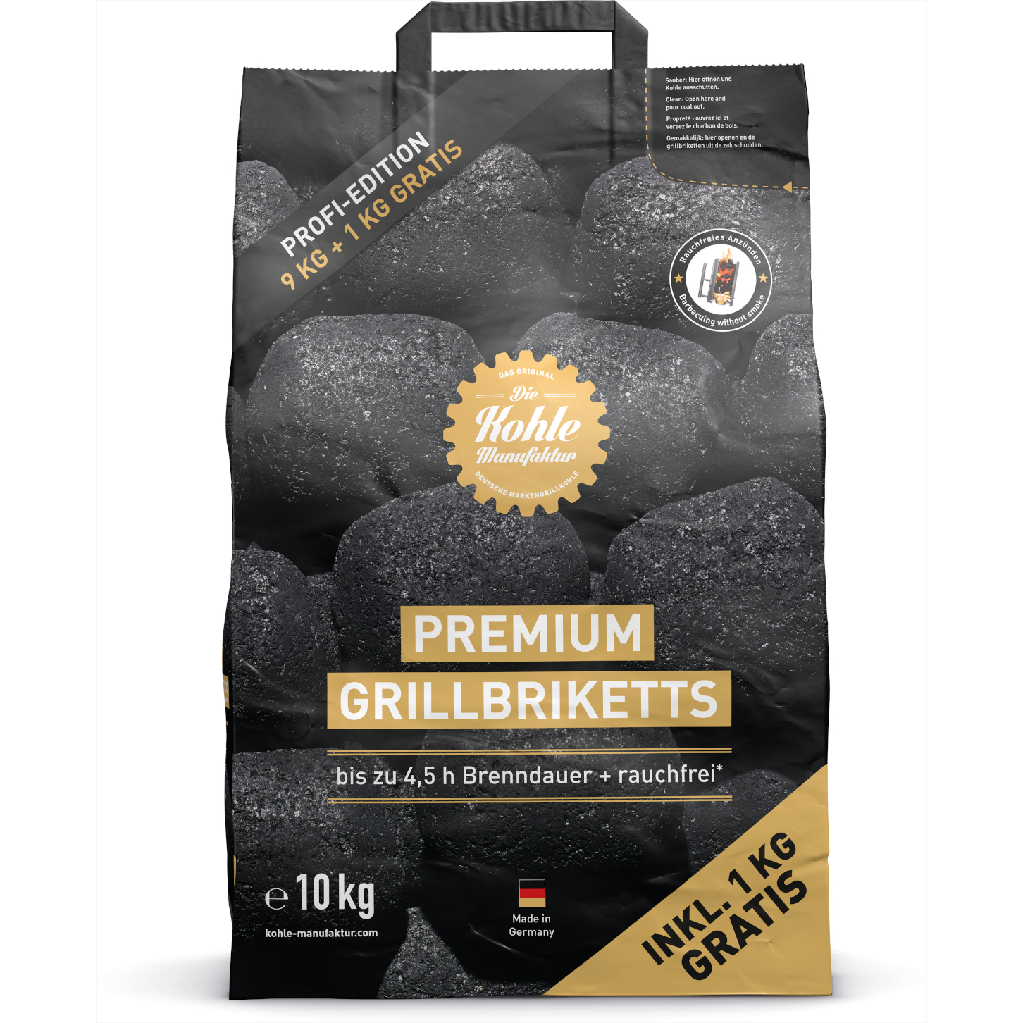 Die Kohle-Manufaktur Premium-Grillbriketts 9+1 kg gratis