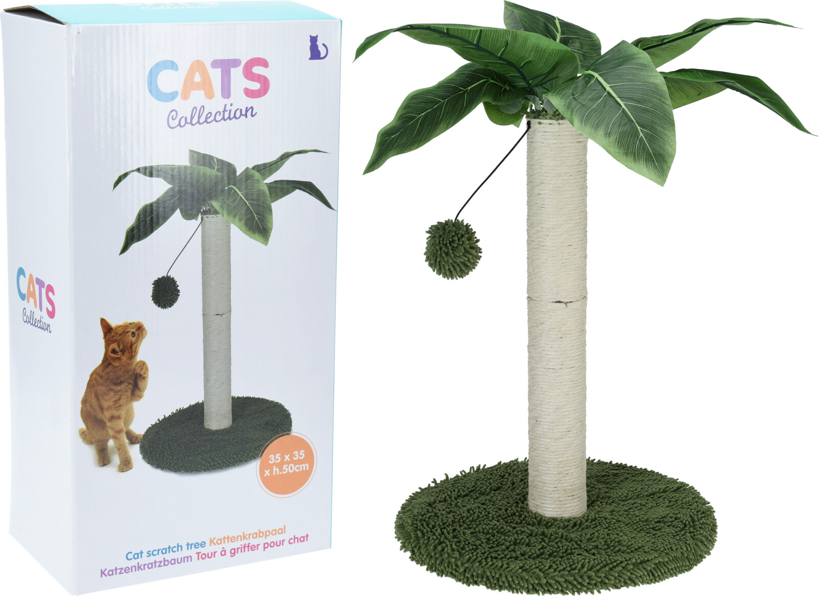 Koopman Katzenkratzbaum in Palmenform mit Ball 35 x 35 x 50 cm