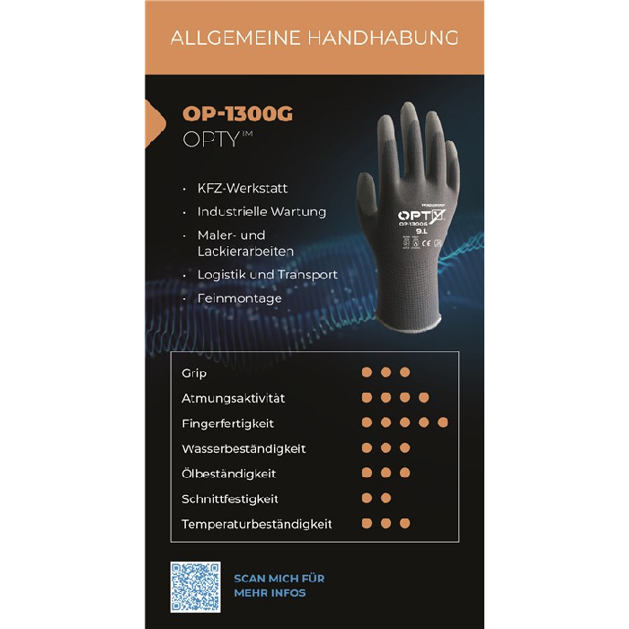 WonderGrip OP-1300G Fingerfertigkeit Schutzhandschuh L