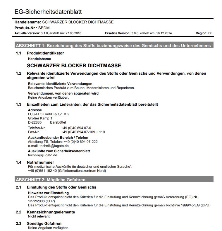 Lugato Schwarzer Blocker Dichtmasse 310 ml