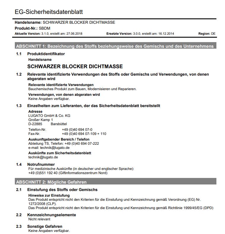 Lugato Schwarzer Blocker Dichtmasse 310ml