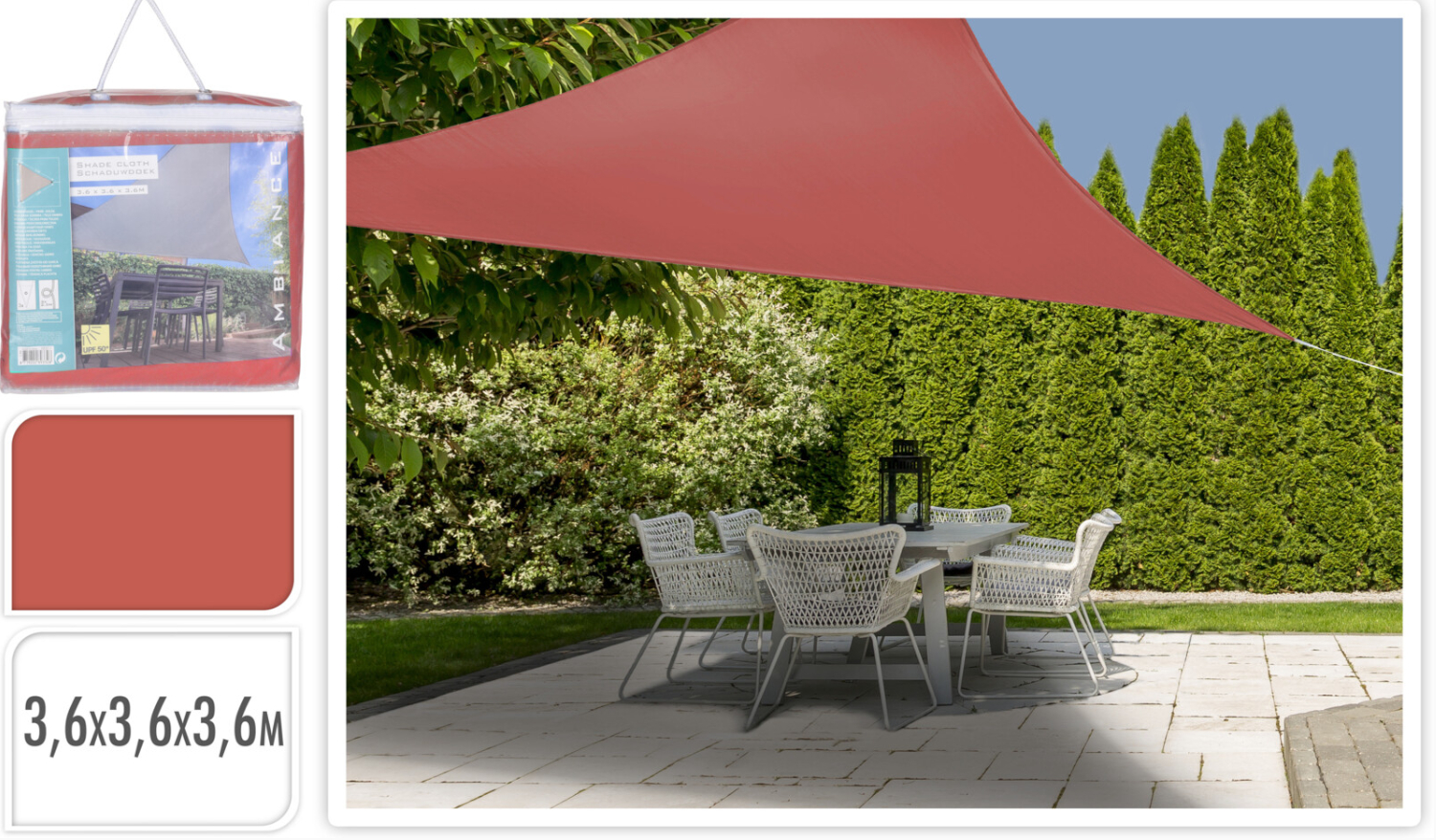 Koopman Sonnensegel 3,6 x 3,6 x 3,6 m