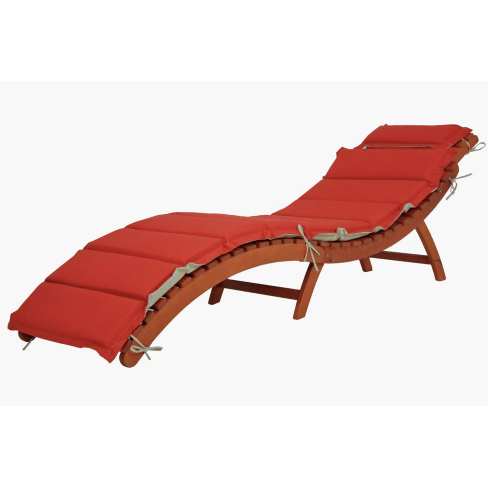 Garden Pleasure Faltliege Nassau mit Auflage 2er-Set natur/terrakottarot 186 x 55 x 56 cm