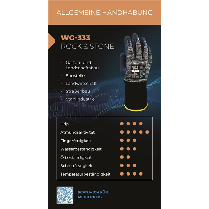 WonderGrip WG-333 Schutzhandschuhe Fels und Stein M