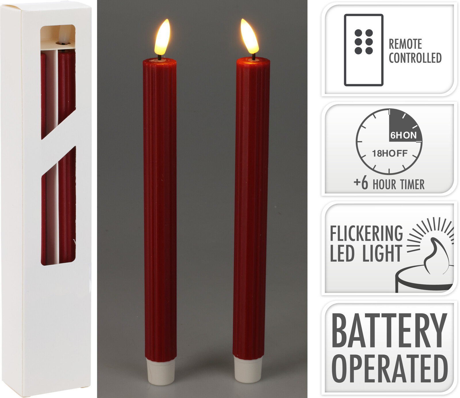 Koopman LED-Stabkerze 25 cm 2er Set
