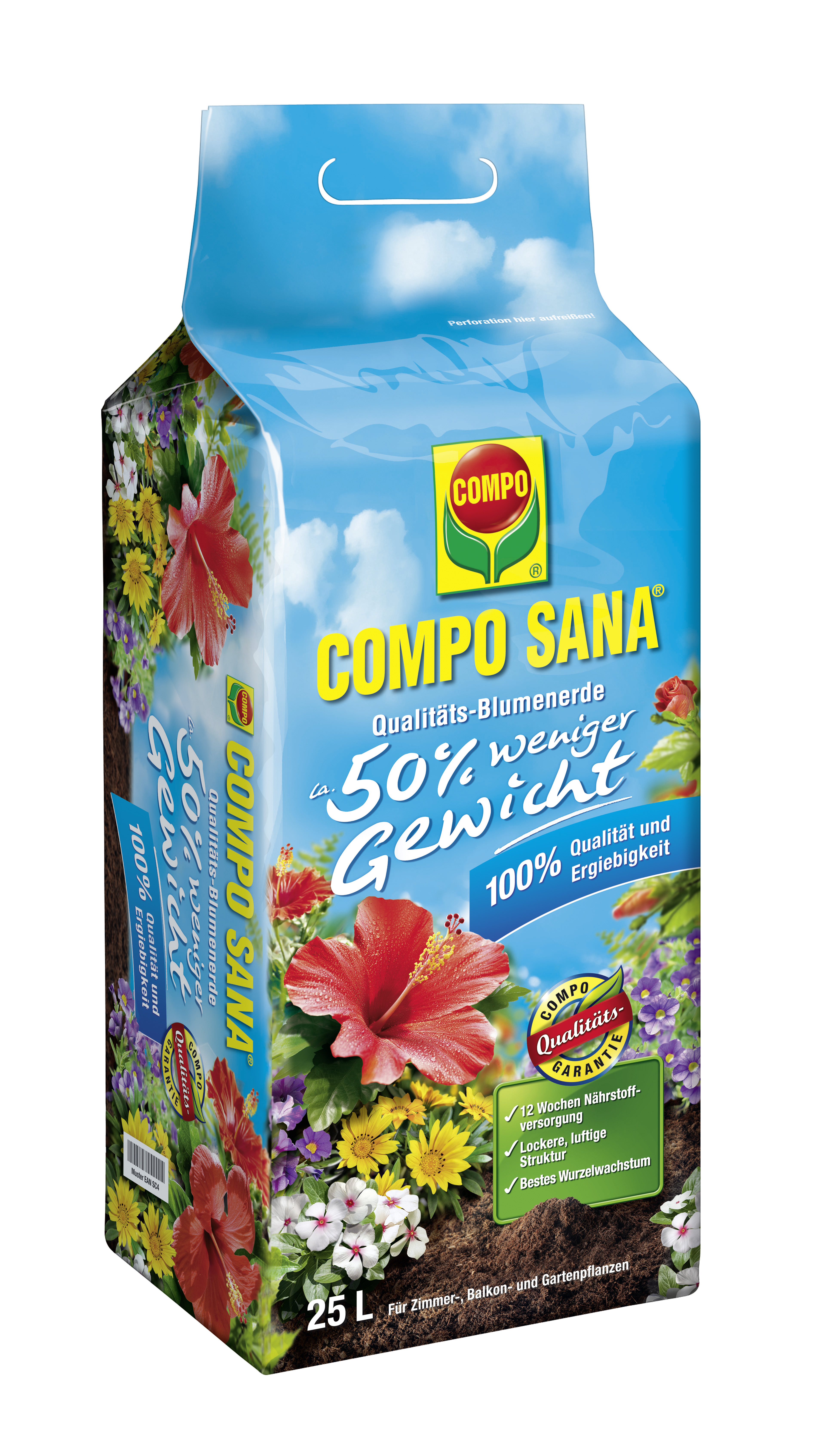 COMPO SANA® Qualitäts-Blumenerde ca. 50% weniger Gewicht, 25 L