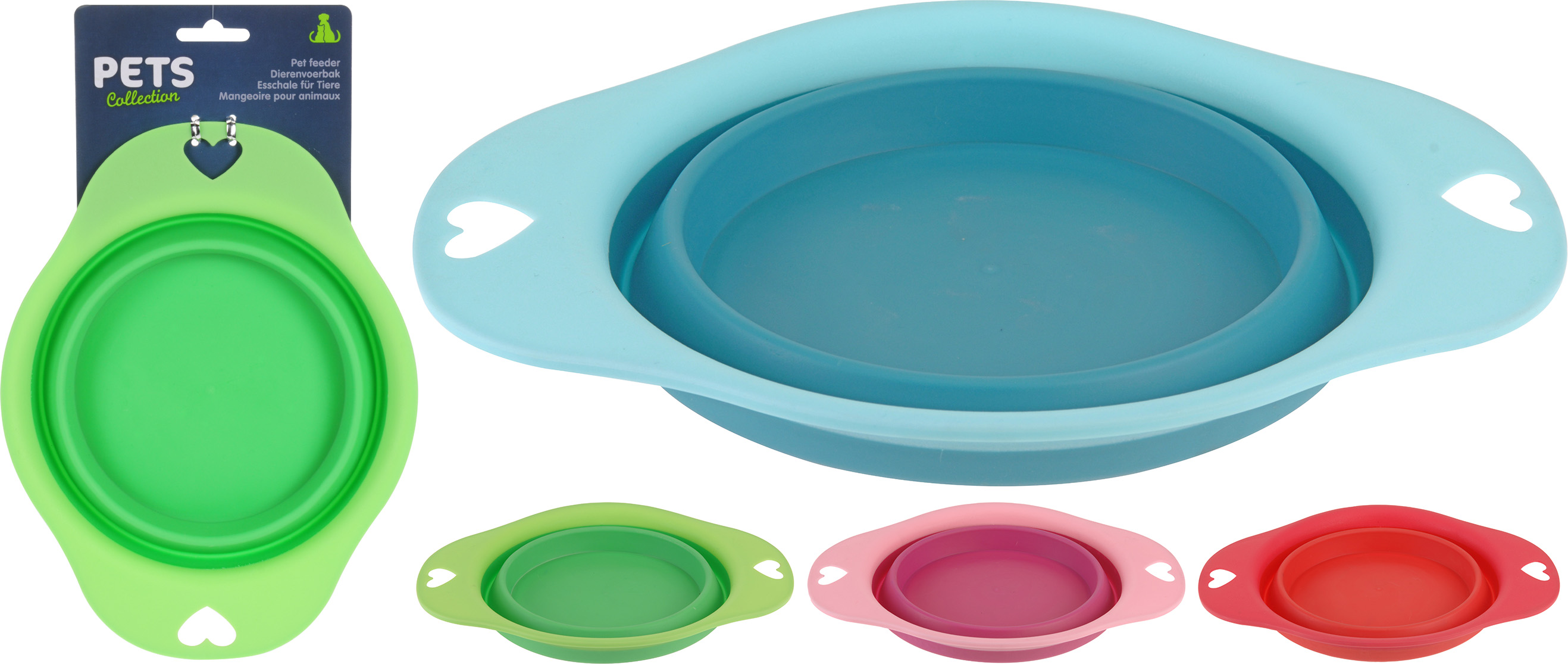 Koopman faltbarer Futternapf (blau, pink, rot oder grün) 19,5 x 6 cm