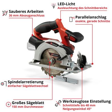 Einhell Akku-Handkreissäge TE-CS 18/150 Li - Solo