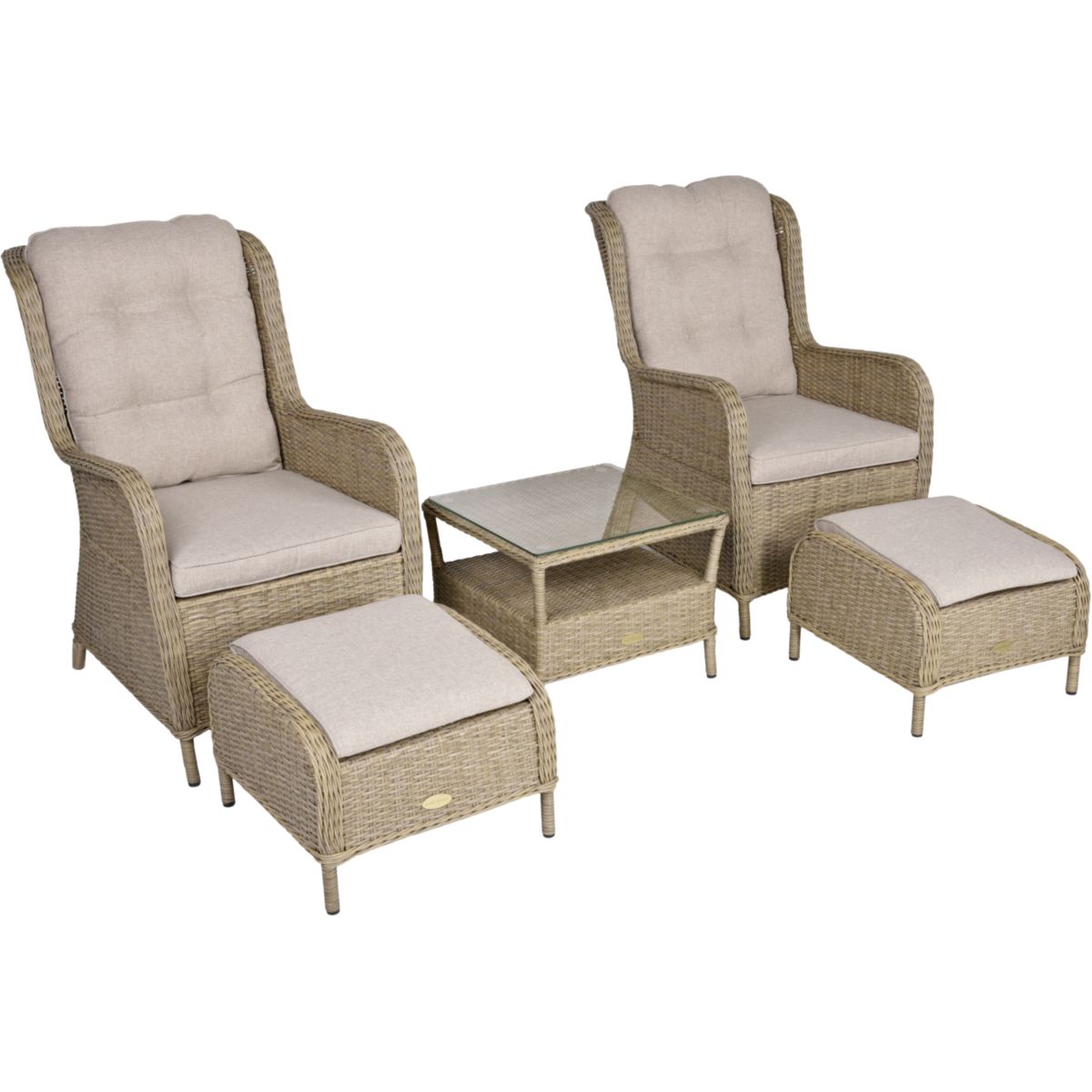 Garden Pleasure Sessel-Set Valencia 5-teilig anisbraun