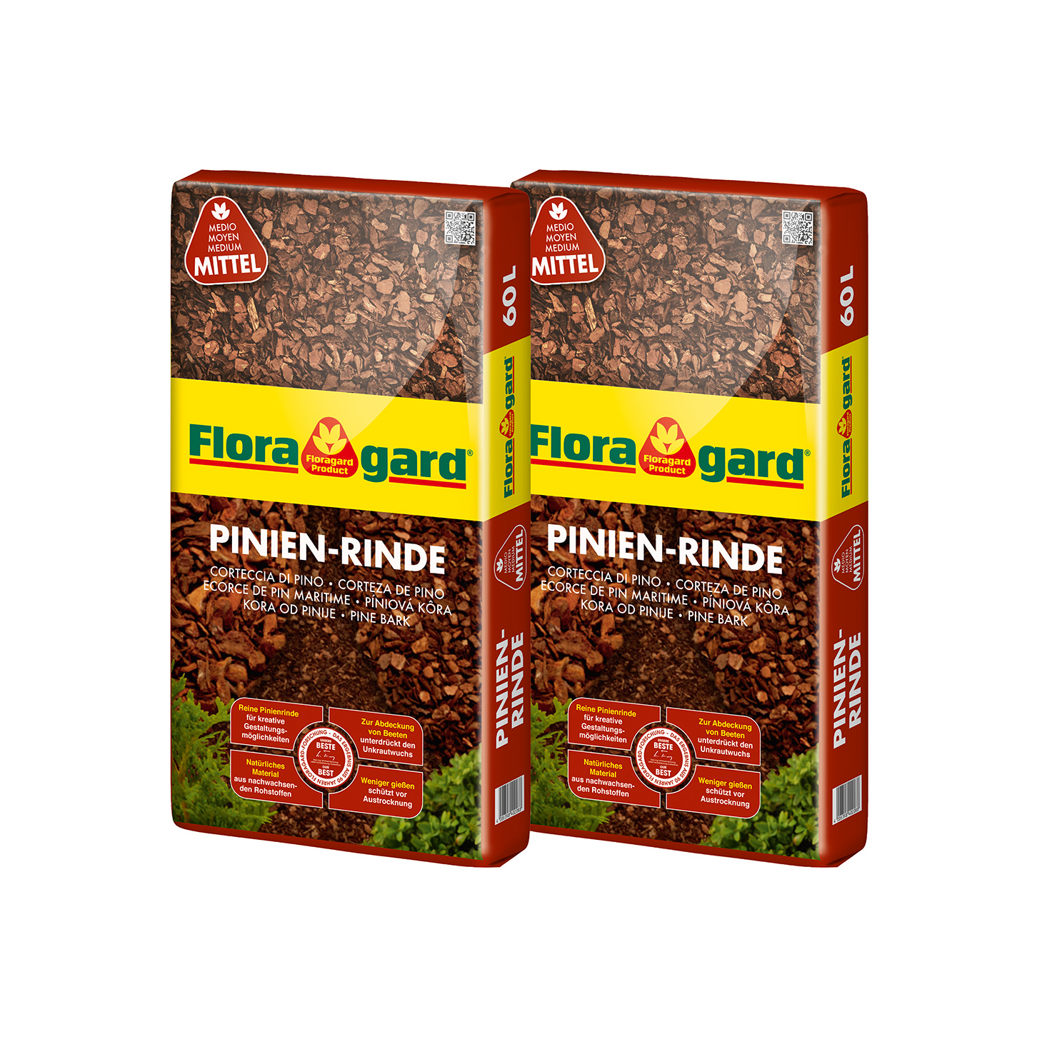 Floragard Pinienrinde mittel 15-25 mm 2x60L