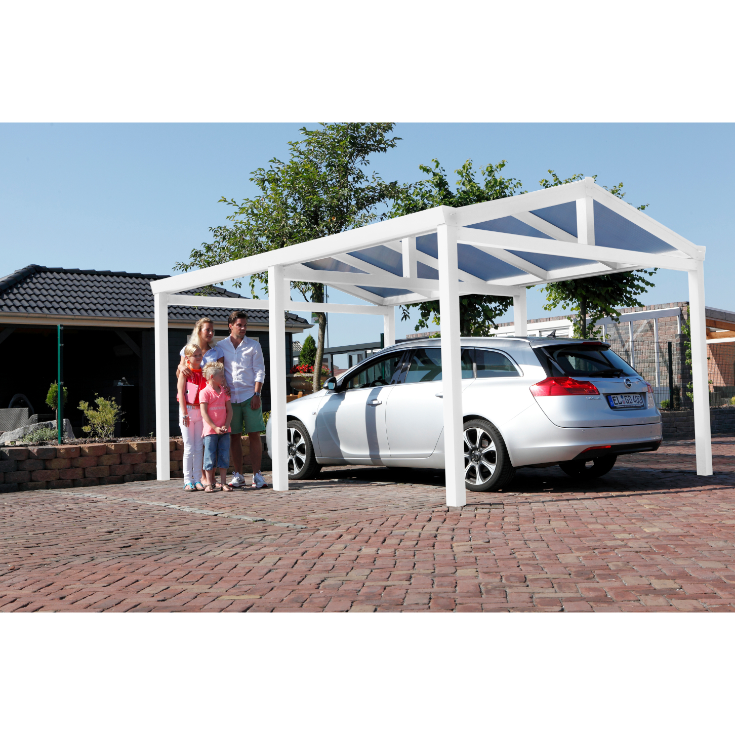 Gardendreams Satteldach-Carport Einzel 368 x 500 cm weiß RAL 9016