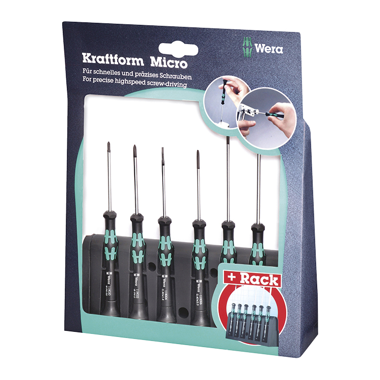 WERA 2035/6 Elektroniker-Schraubendrehersatz 6-tlg. + Rack