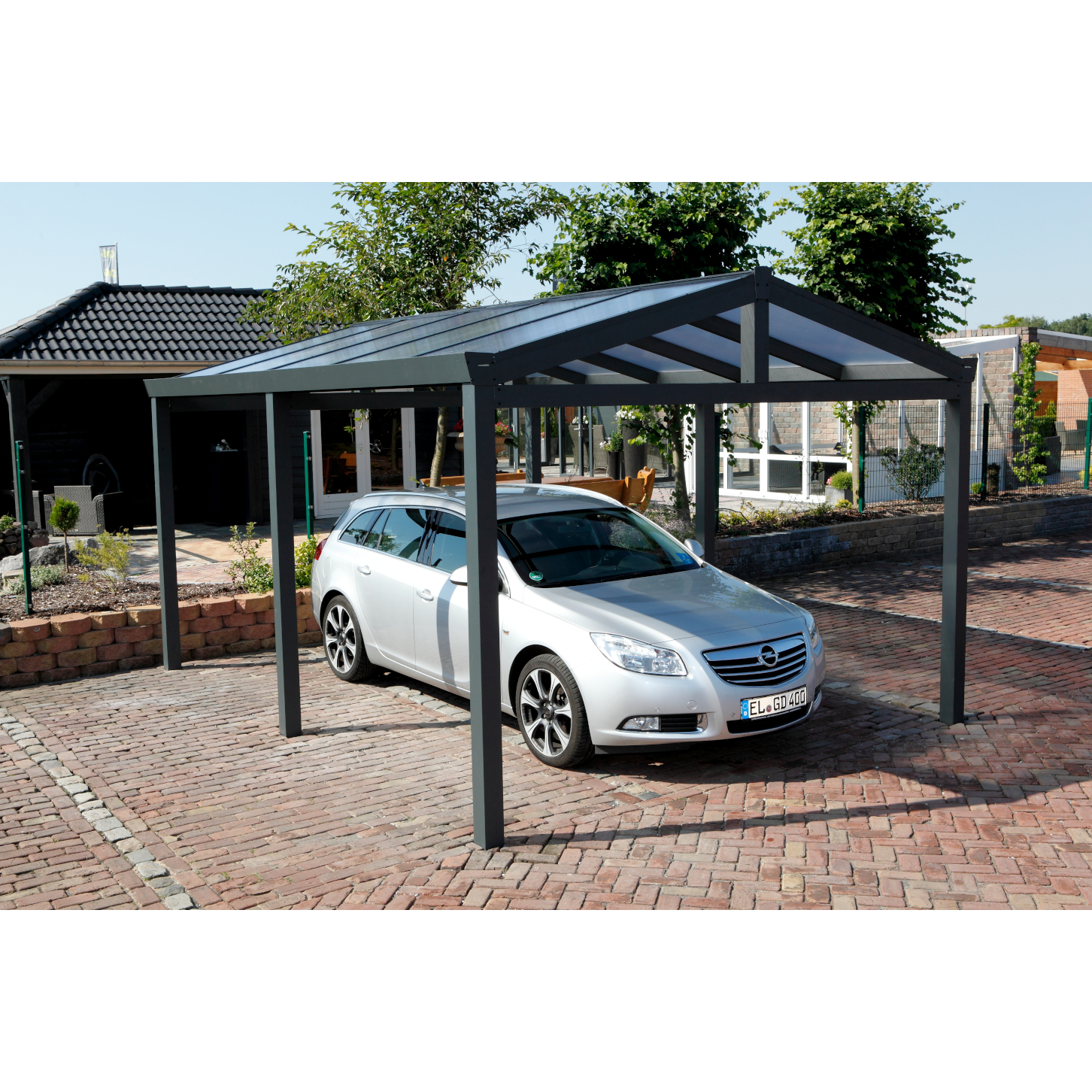 Gardendreams Satteldach-Carport Einzel 368 x 600 cm anthrazit struktur RAL 7016