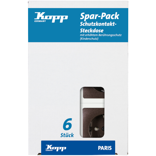 Kopp Profi-Pack 6 Schutzkontakt-Steckdosen erhöhtem Berührungsschutz Paris braun