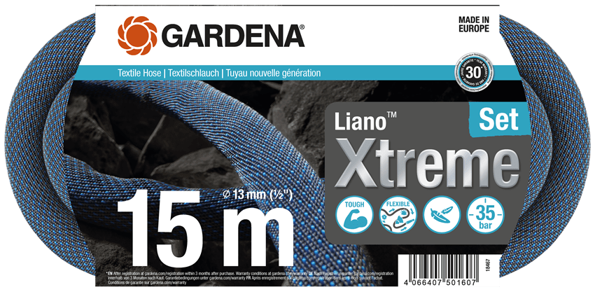 Gardena Textilschlauch Liano™ Xtreme 15 m Set Gartenschlauch