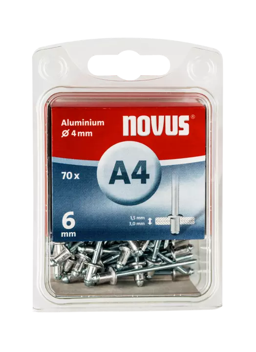 Novus Aluminium-Blindniete Typ A4 6 mm 70 Stück